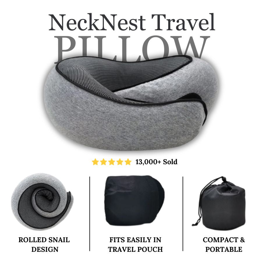 NeckNest travel pillow – memory foam neck support for flights